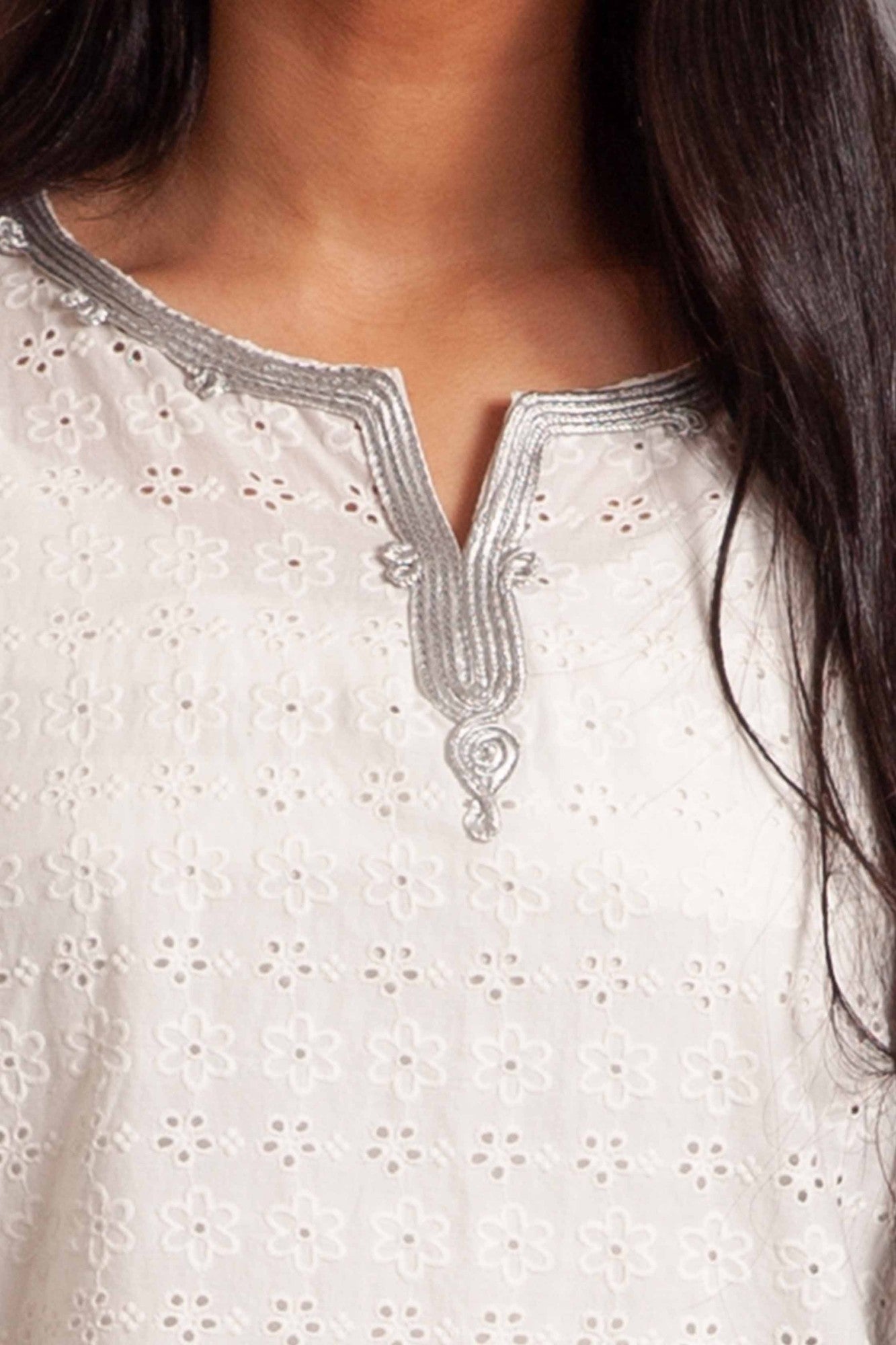 White embroidered cotton blouse