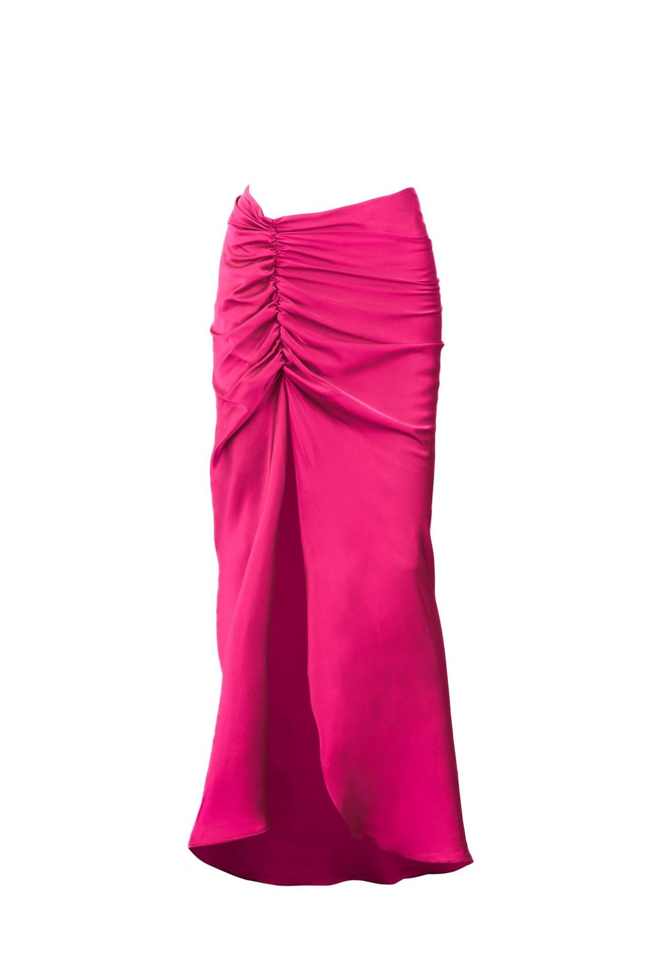 Seashell Brooch Silk Skirt - Fuchsia
