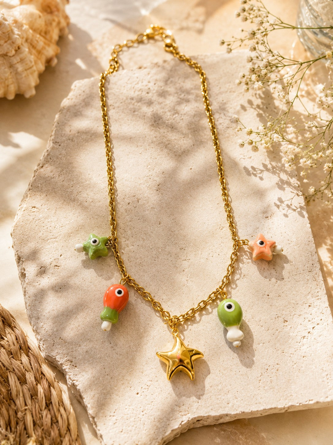 Gold summer necklace
