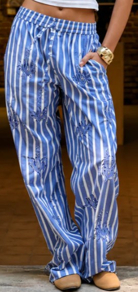 striped blue pants
