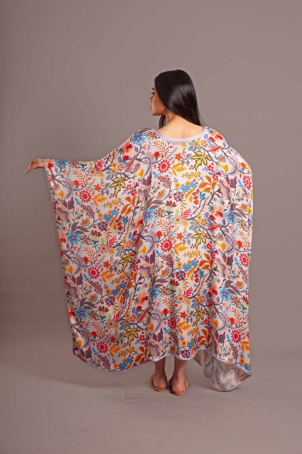 White silk long cover up - poncho