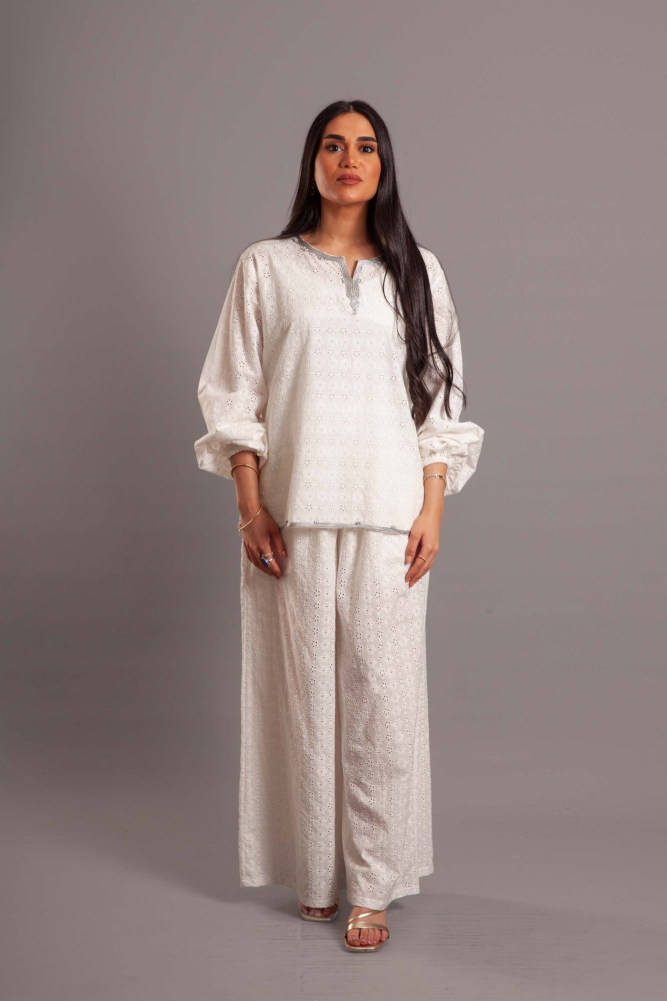 White embroidered cotton blouse