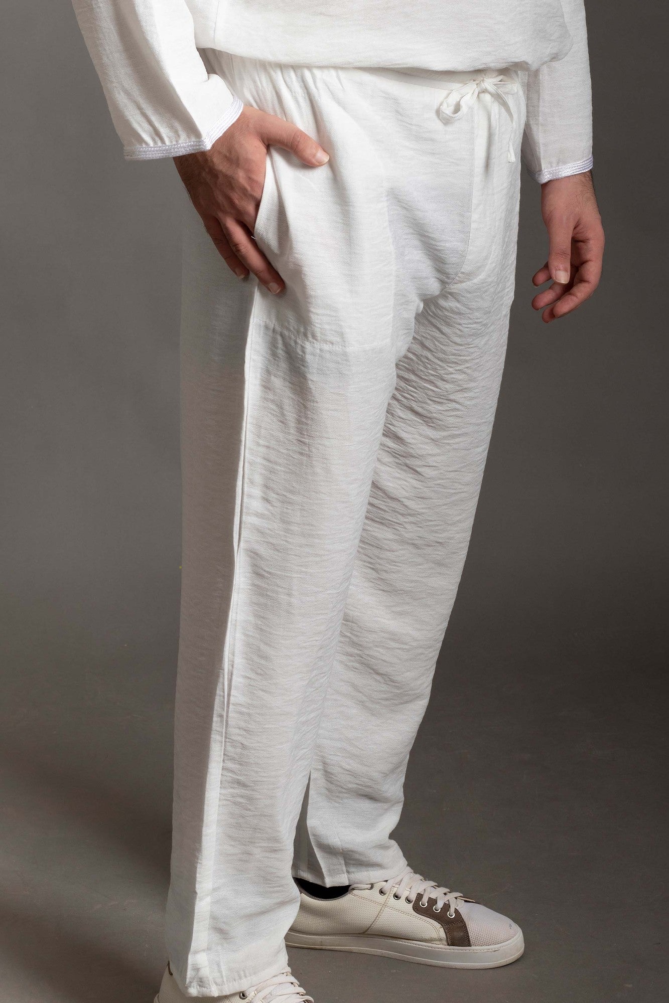 White linen pants
