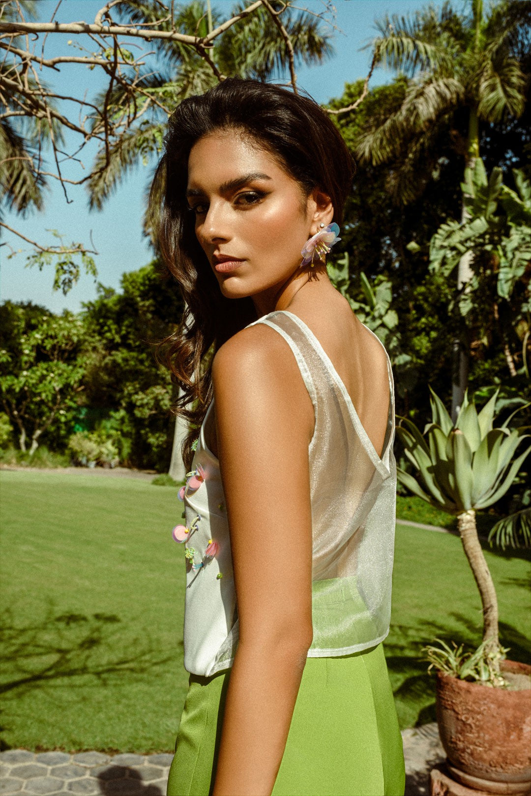 Beaded organza top