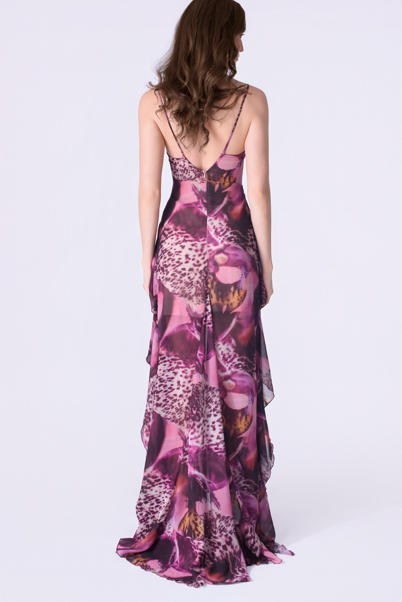 Ruffled chiffon gown - orchid