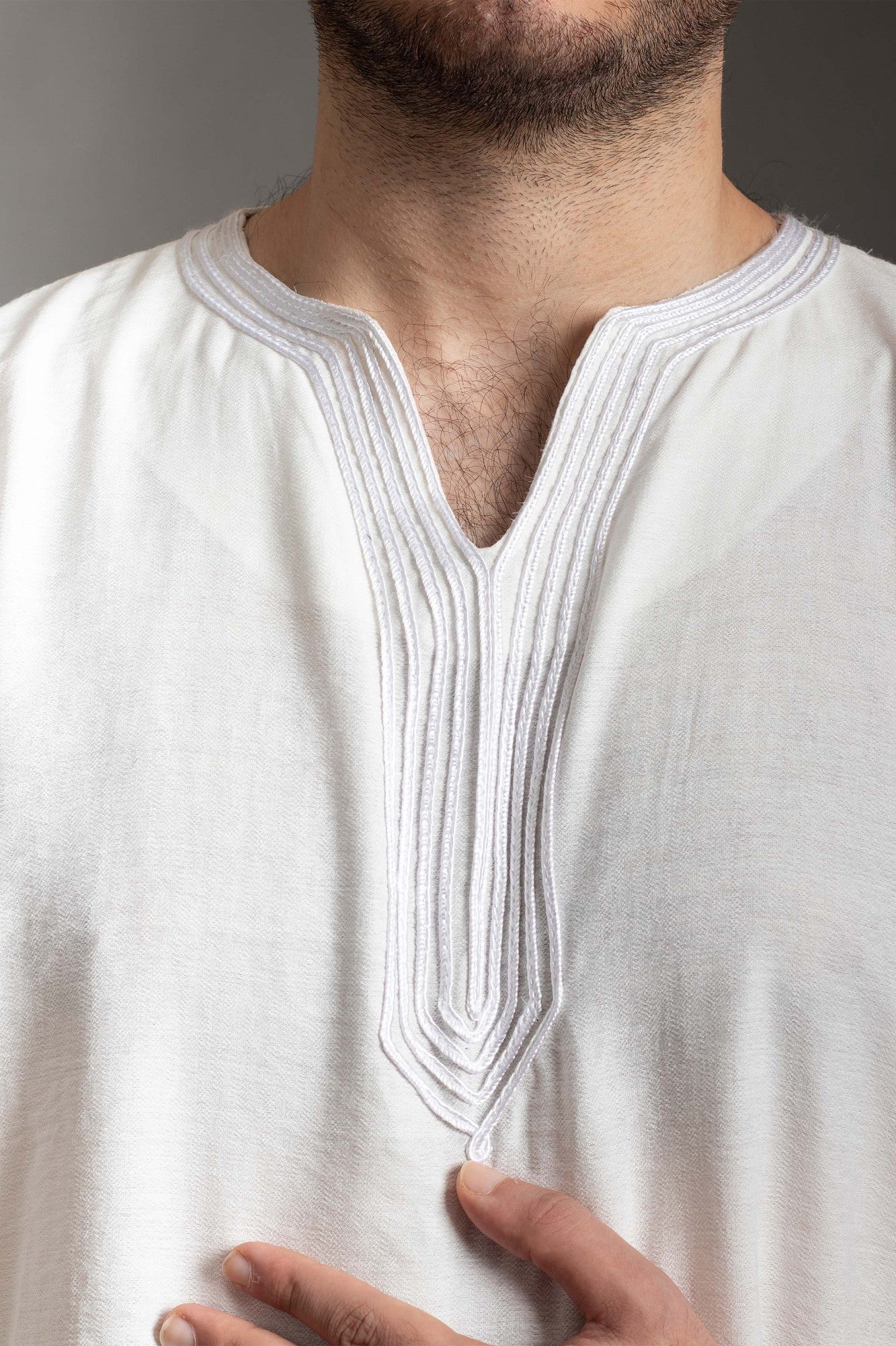 White embroidered linen shirt