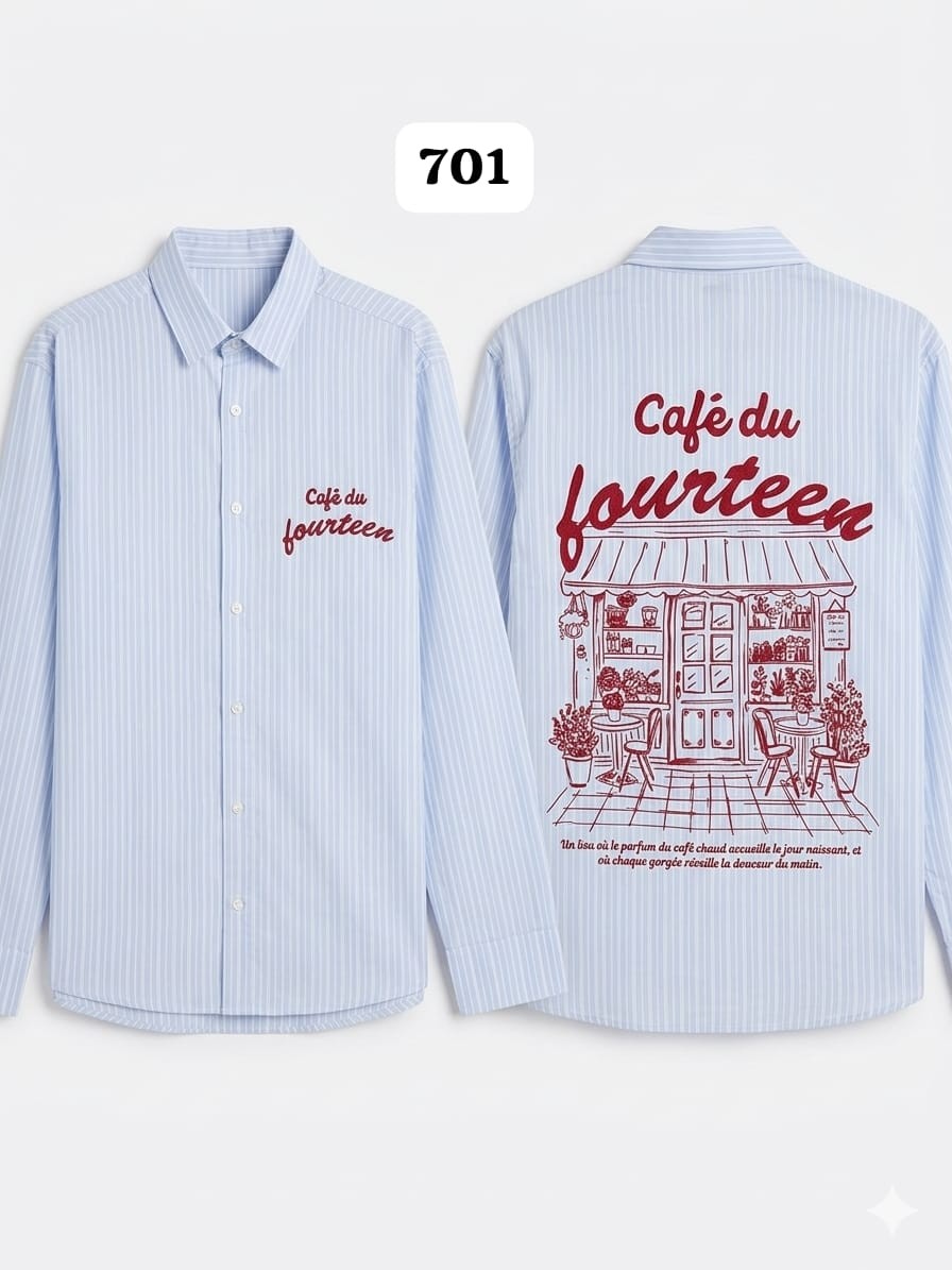 Cafe Stripped shirt baby blue